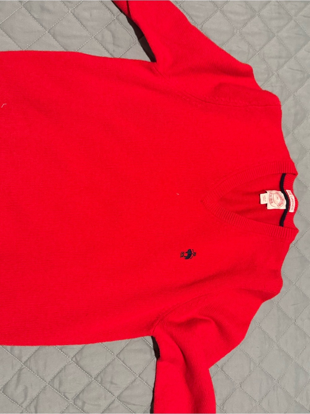 Brooks Brothers Red V-Neck Men's Sweater with Embroidered Logo